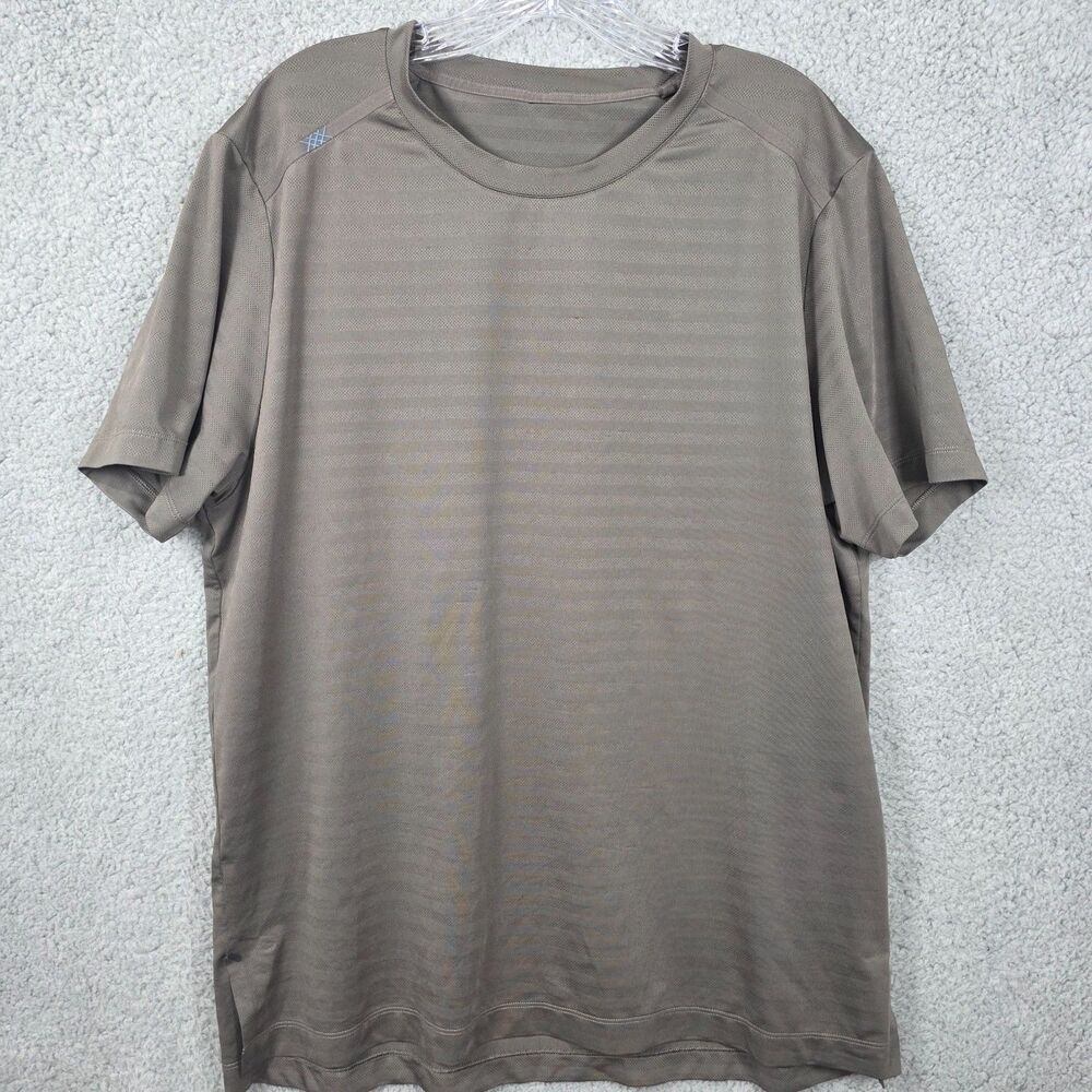 Rhone Men's Brown Striped T Shirt Performance Stretch Casual Active Sze XL